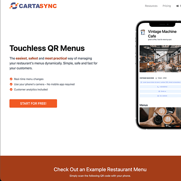 Cartasync - Touchless QR Menus